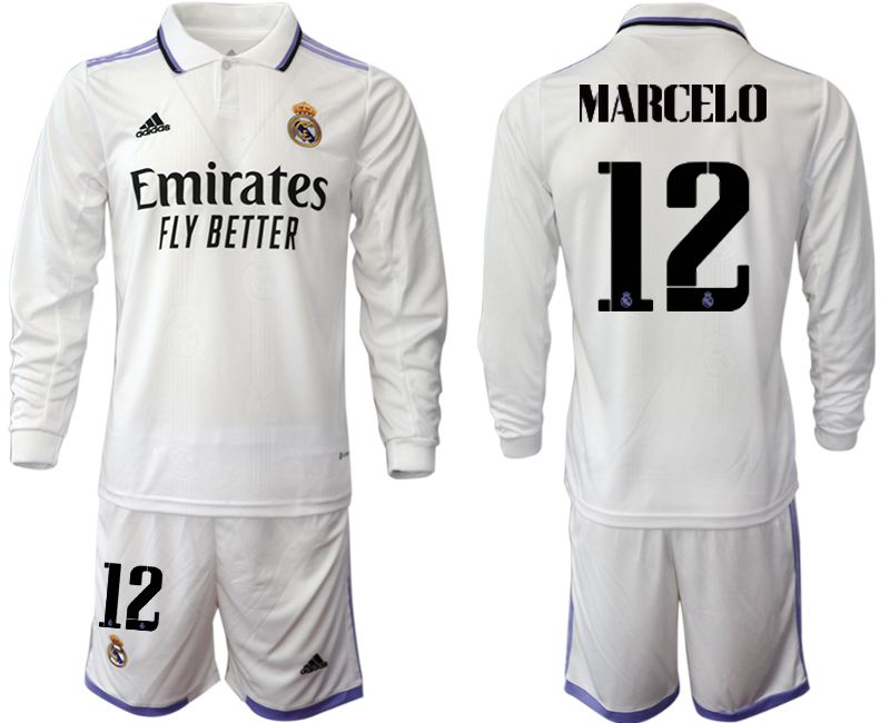 Men 2022-2023 Club Real Madrid home long sleeve white 12 Soccer Jersey